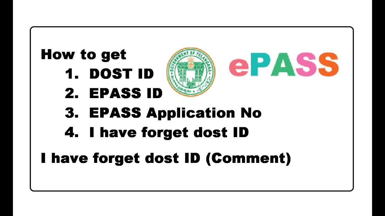 How to get DOST ID EPASS ID EPASS Application No | Telangana Epass
