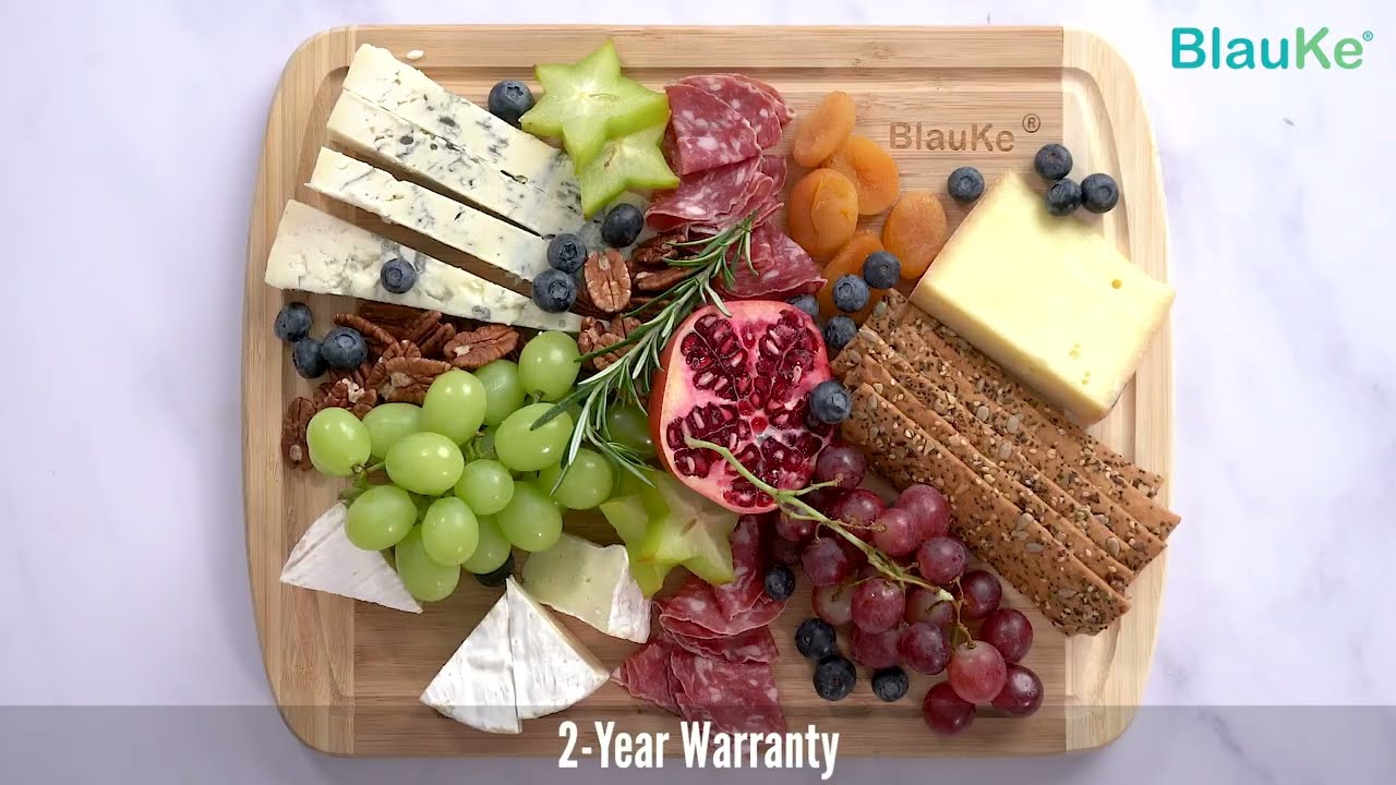 Large Bamboo Cutting Board Serving Tray - Wooden Cutting Boards for Kitchen