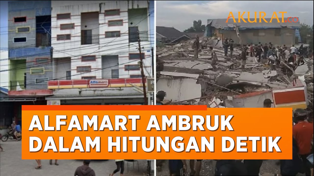 Mengerikan! Detik-Detik Bangunan Alfamart di Banjar Kalsel Ambruk dalam Hitungan Detik