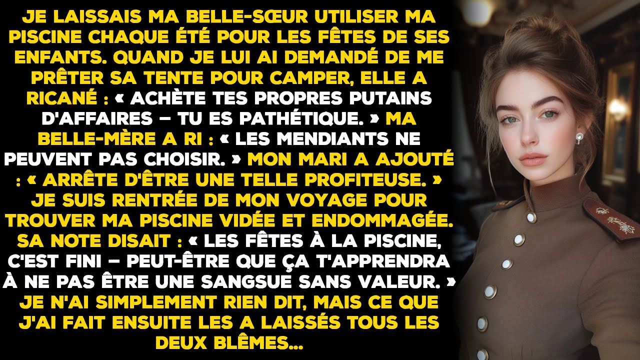 Je laissais ma belle-sœur utiliser ma piscine chaque été pour les fêtes de ses enfants. Quand je lui