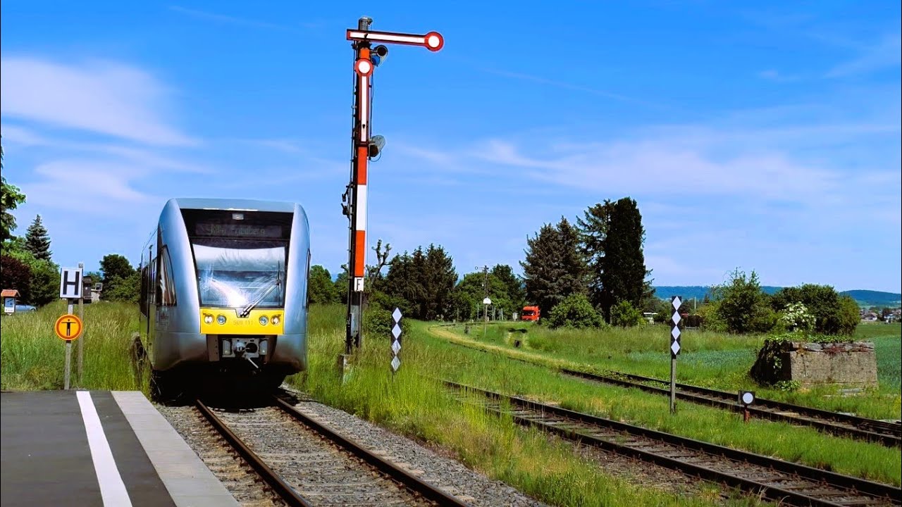 Tåg i Beienheim och Echzell i Hessen Tyskland - Juni 2023 - 4k60