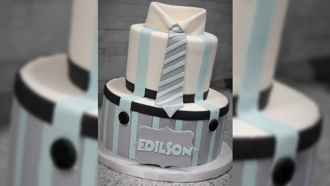 Como fazer bolo com gravata e suspensorio/Tie and suspender cake