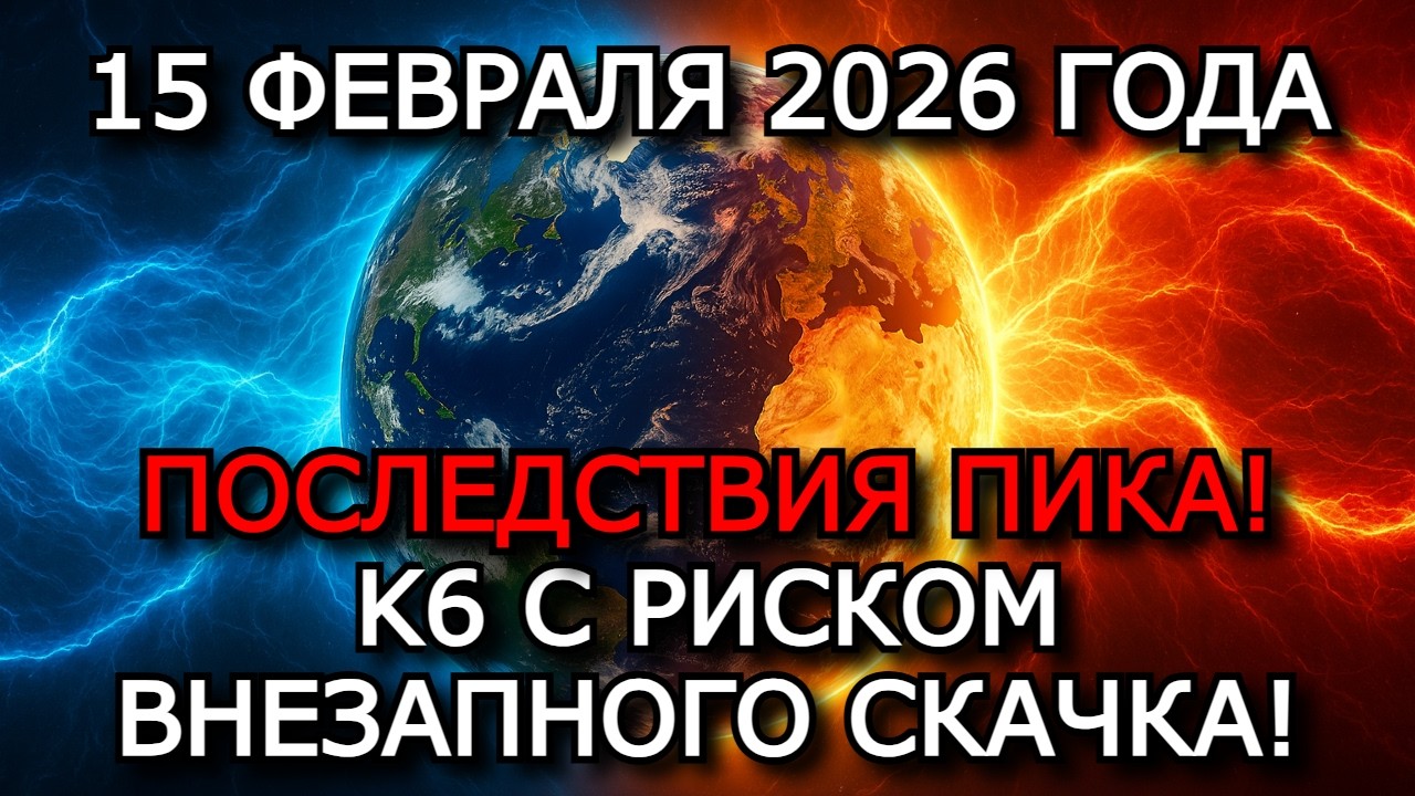 МАГНИТНЫЕ БУРИ 15 ФЕВРАЛЯ 2026 — СТАБИЛЬНЫЙ K6 С РИСКОМ ДО K8, ПРОДОЛЖЕНИЕ НАПРЯЖЕНИЯ