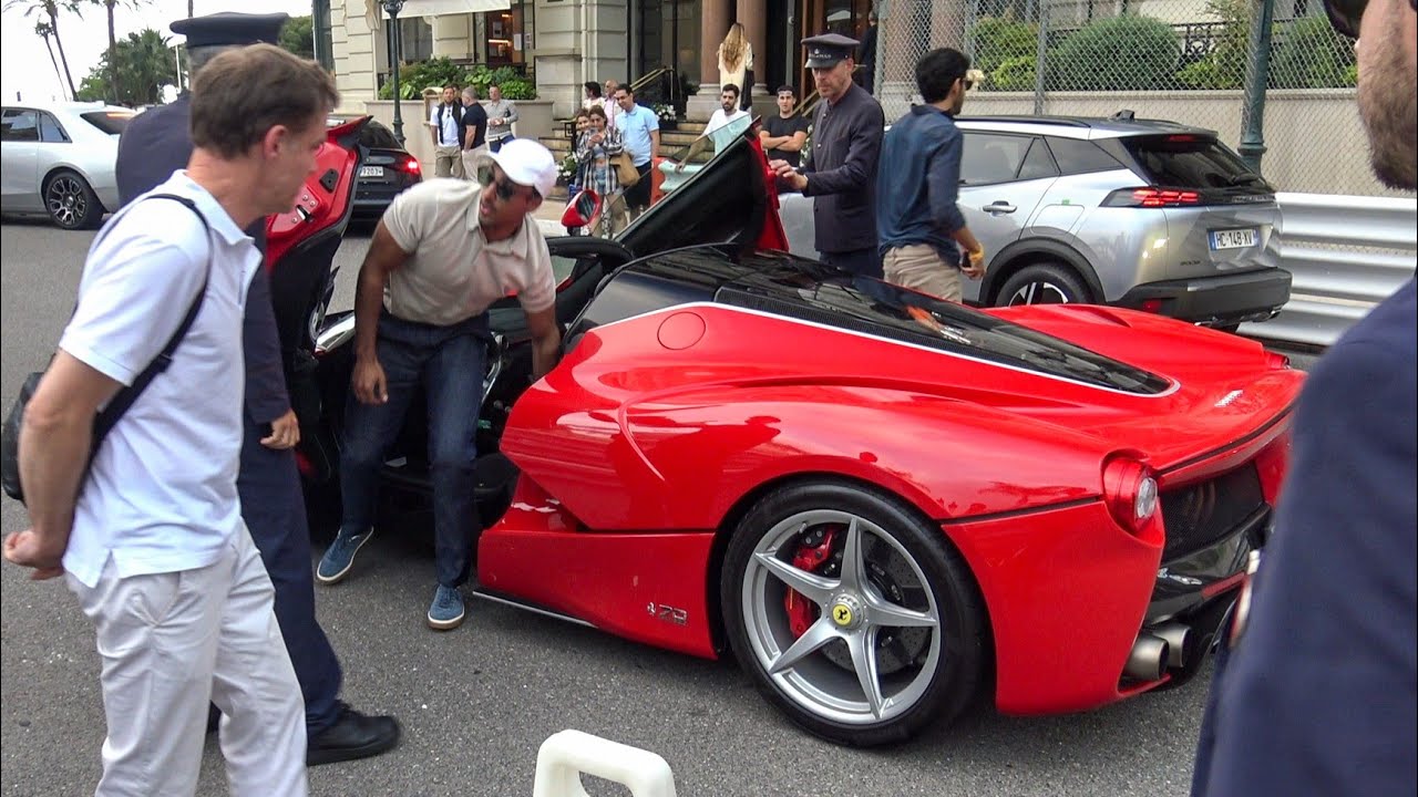 Billionaire Sheikh arriving with BODYGUARD & FERRARI LAFERRARI APERTA at Hotel de Paris in Monaco!!
