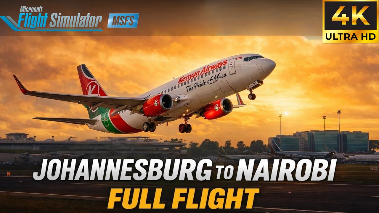 Kenya Airways 737-800 Full Flight Johannesburg to Nairobi | Bad weather Landing at Nairobi MSFS 2020