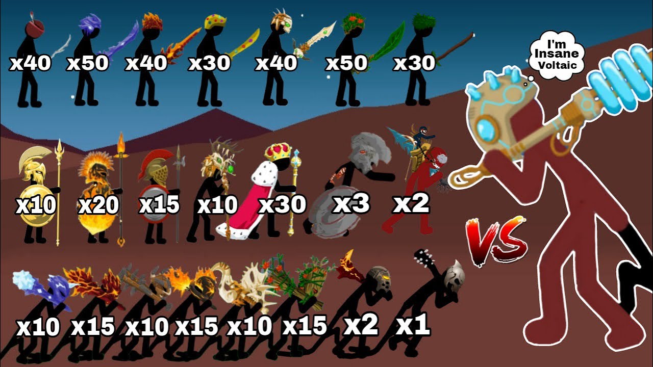 All Stick Figures Can Defeat Voltaic Pummeler in Stick War Legacy 