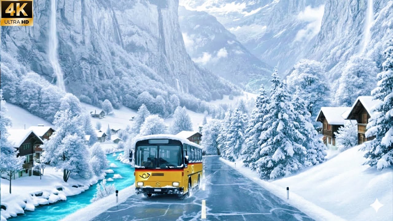 ❄️ Winter Wonderland Drive in 4K – Magical Snow Landscapes & Alpine Serenity | Switzerland 🇨🇭