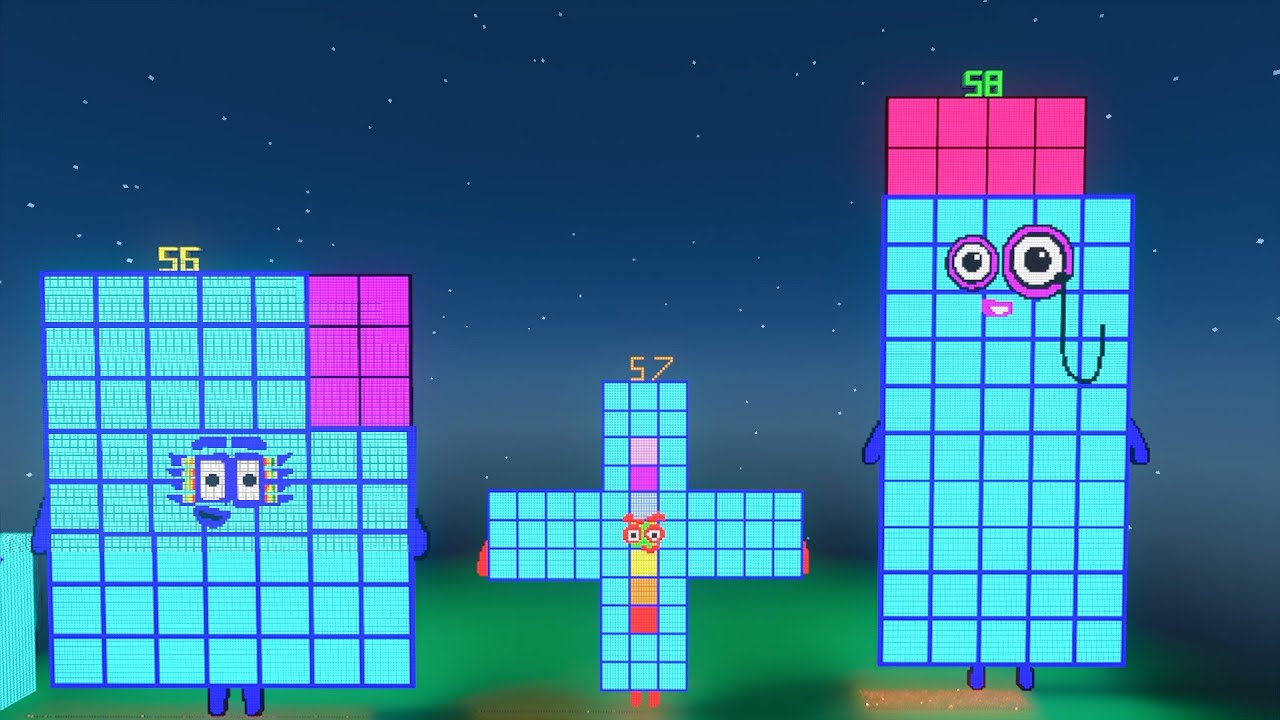 Building Numberblock 58 But Glowing in Minecraft NUMBERBLOCKS