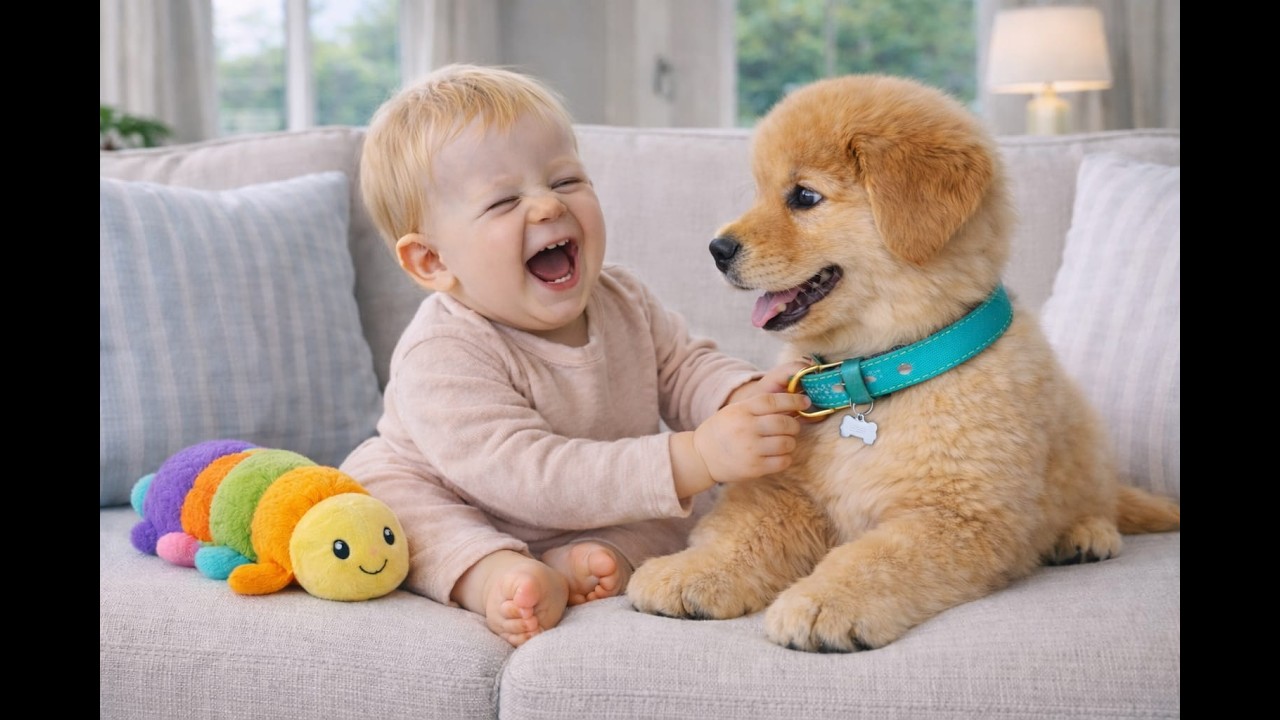 Baby 👶 Hugs Puppy 🐾 | Adorable, Fun & Ultra-Cute Moments 😍 | Mini Smiles TV 🌟