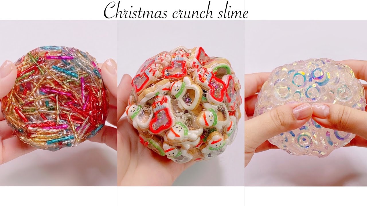 【ASMR】🎉3つのクリスマスクランチスライム🎁【音フェチ】Christmas crunch slime 크리스마스 크런치 슬라임