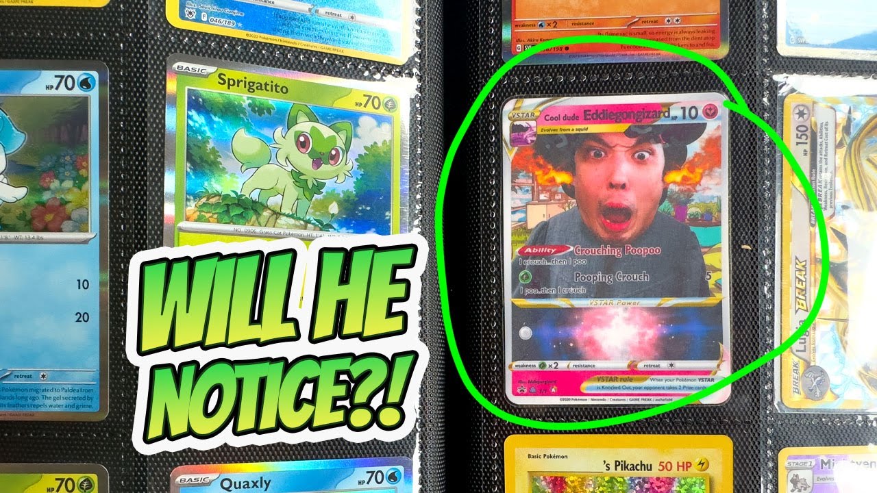 I snuck my Custom Pokemon card into my son's collection...