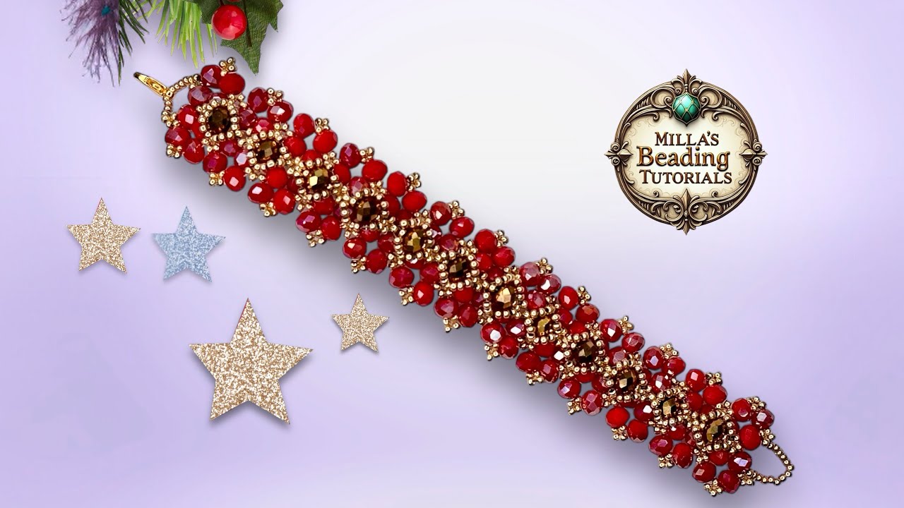 Christmas Beaded Bracelet 🎄 #beadsjewellery #diy #beadingtutorials #artesanato #artesania