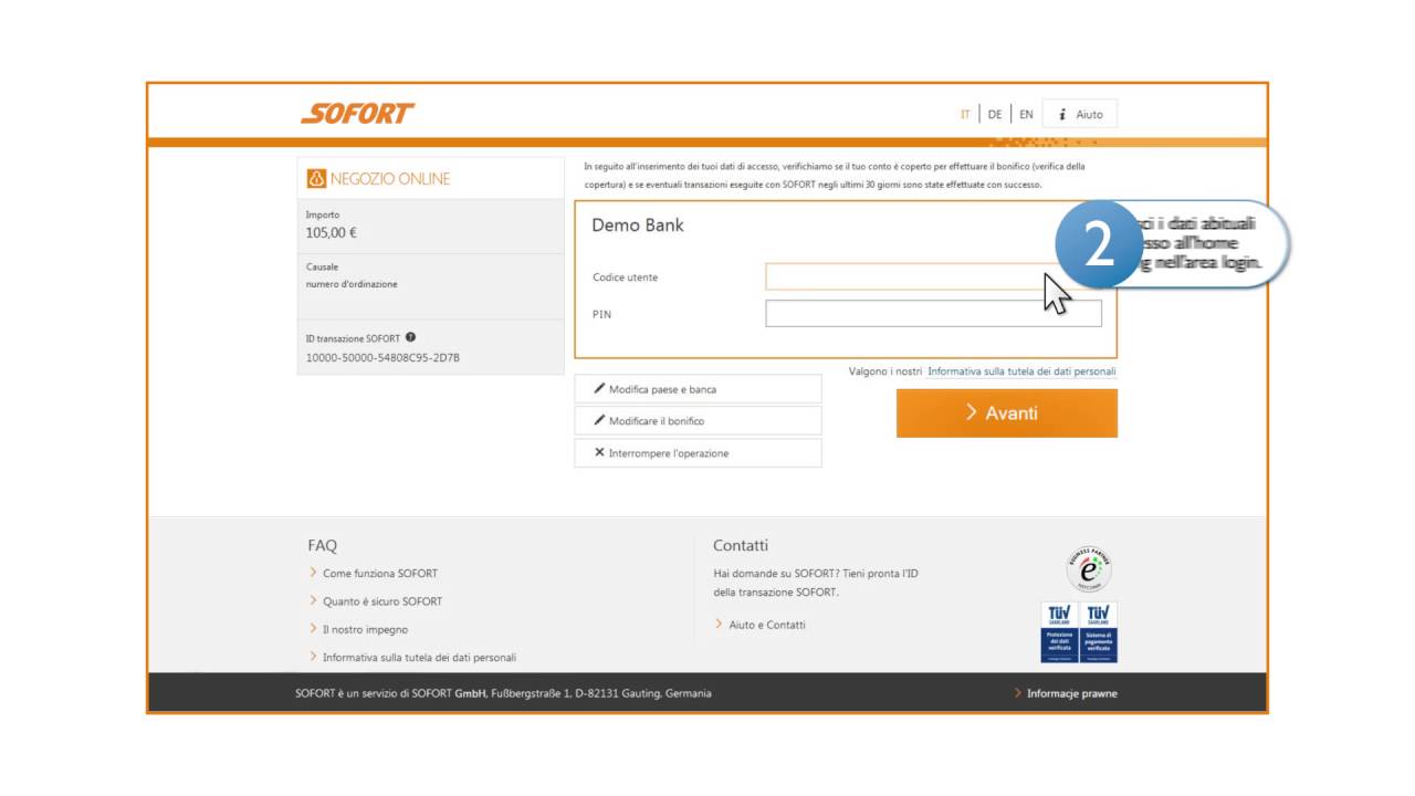 SOFORT: Il bonifico online diretto.