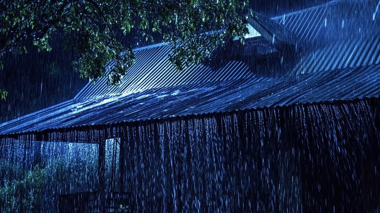 End Sleepless Nights in 3Minutes with Growling Rain & Booming Thunder on a Rickety Tin Roof at Night