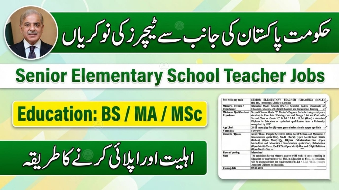 Elementary School Teacher Jobs 2026 | FPSC Advertisement 2026 How To Apply | EST Jobs 2026