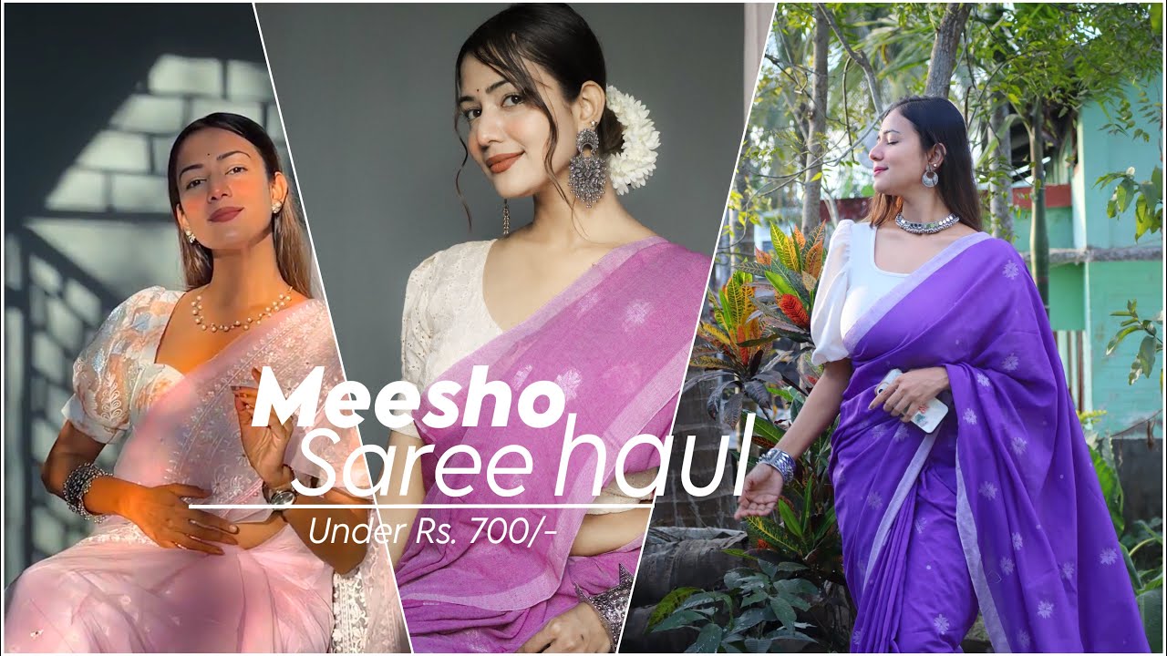 Meesho Saree Haul | Saree for Saraswati Puja 2024 & wedding season | Charchita Sarma #meeshohaul