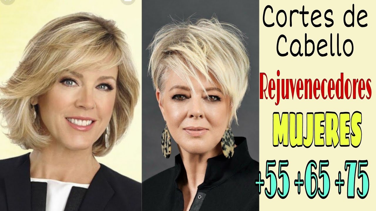 Cortes de Cabello Ideales para REJUVENECER el Rostro a los 55 +65 +75 que destacan las facciones.