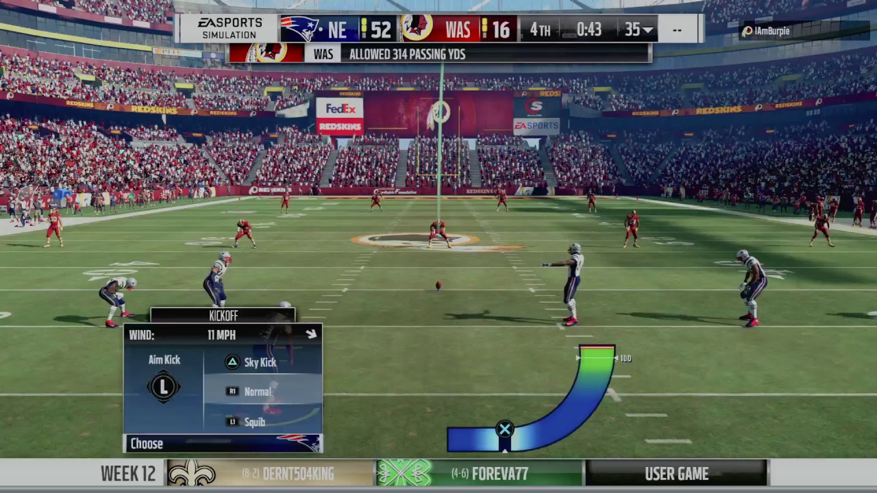Madden 18 Heavy Patriots VS Redskins