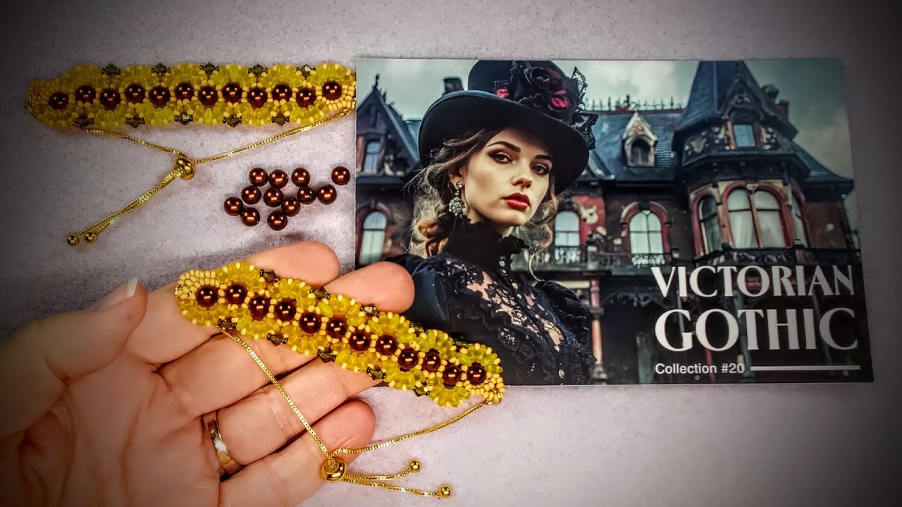 Sunflower Bracelet Tutorial with John Bead Curiosities Box Victorian Gothic #20 
