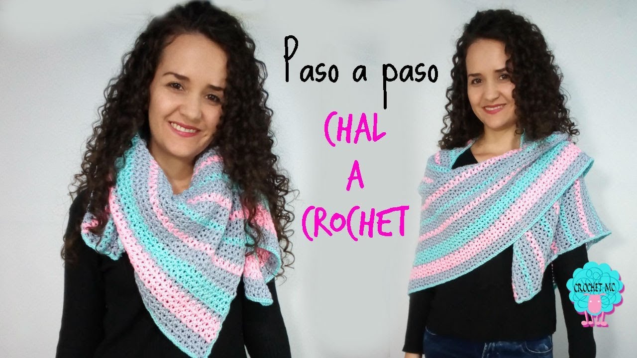Tutorial chal asimétrico a crochet - punto v