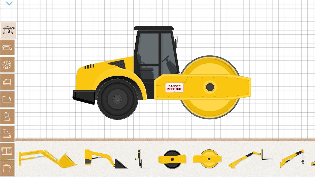 Labo Construction Truck | Yellow Compactor Vibrator Road roller