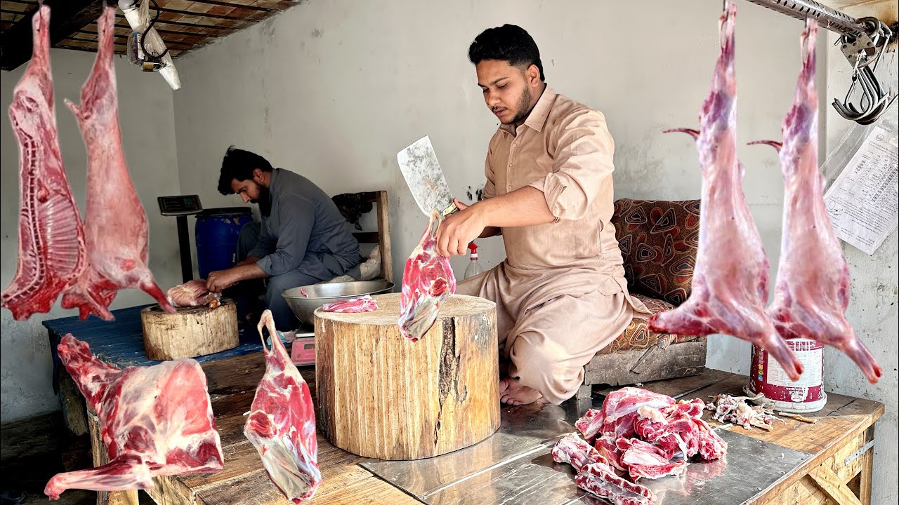 Goat Full Cutting Skills Recipe | Mutton Cutting 🦙🦌| Amazing Big Size Full Goat Cutting 