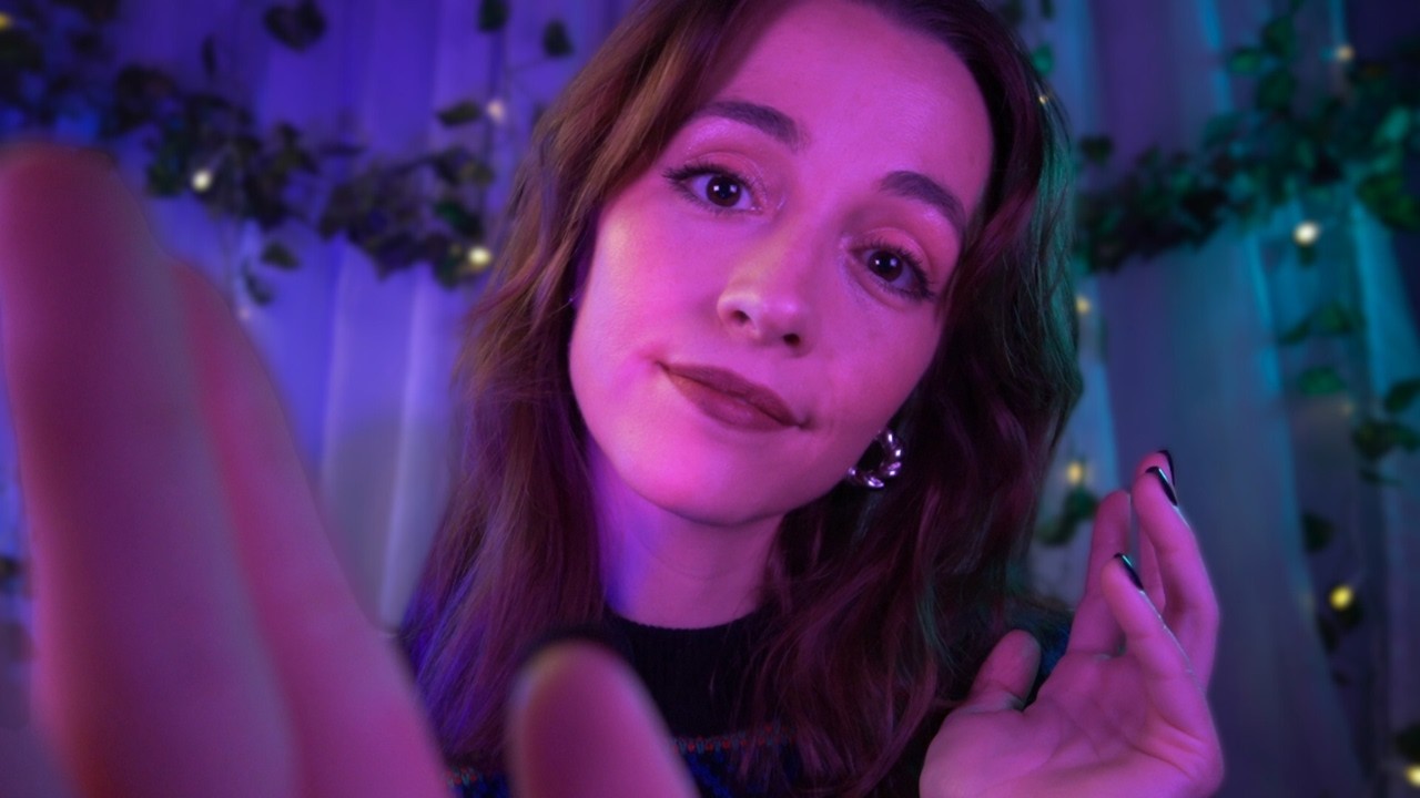 ASMR | Gentle Hand Movements and Up-Close Whispers for Sleep 💜 (low light, affirmations, tracing)
