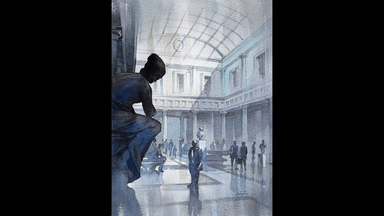 Sculpture Court - The Met #watercolortutorial #artistsupport #paintingtutorial