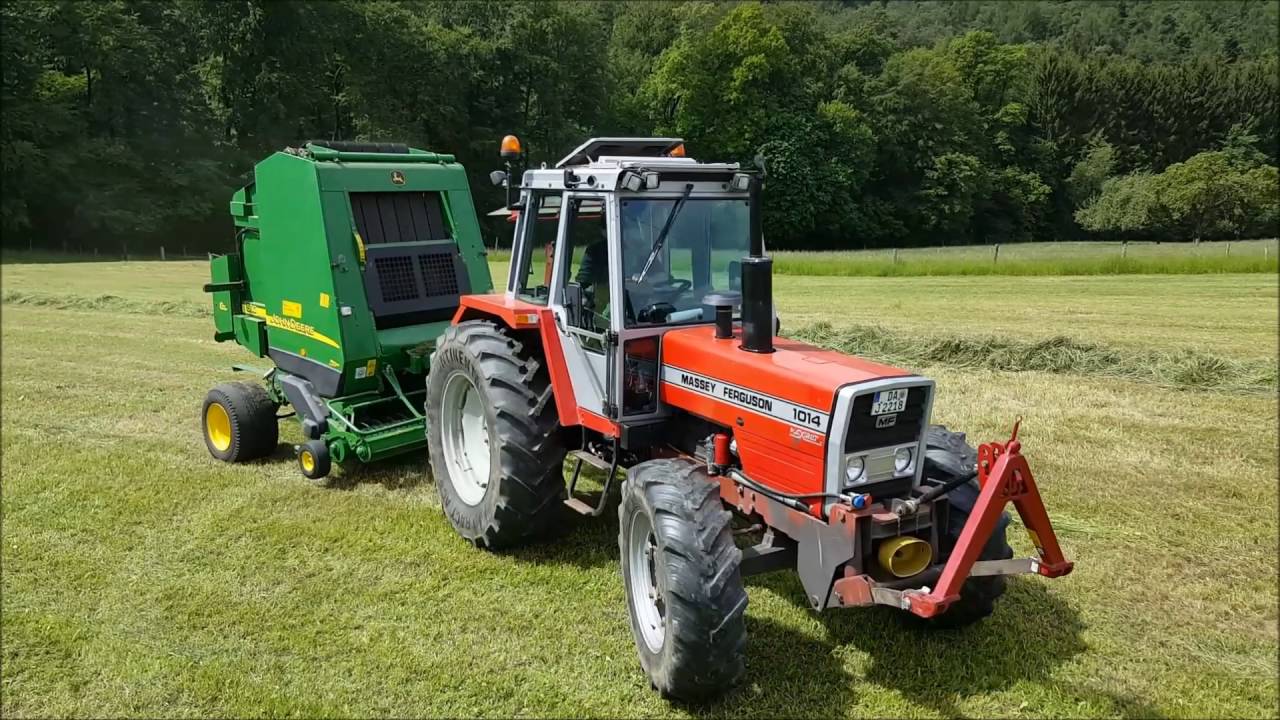 1 Schnitt 2016 Rundballenpressen mit Massey Ferguson 1014 und John Deere 592