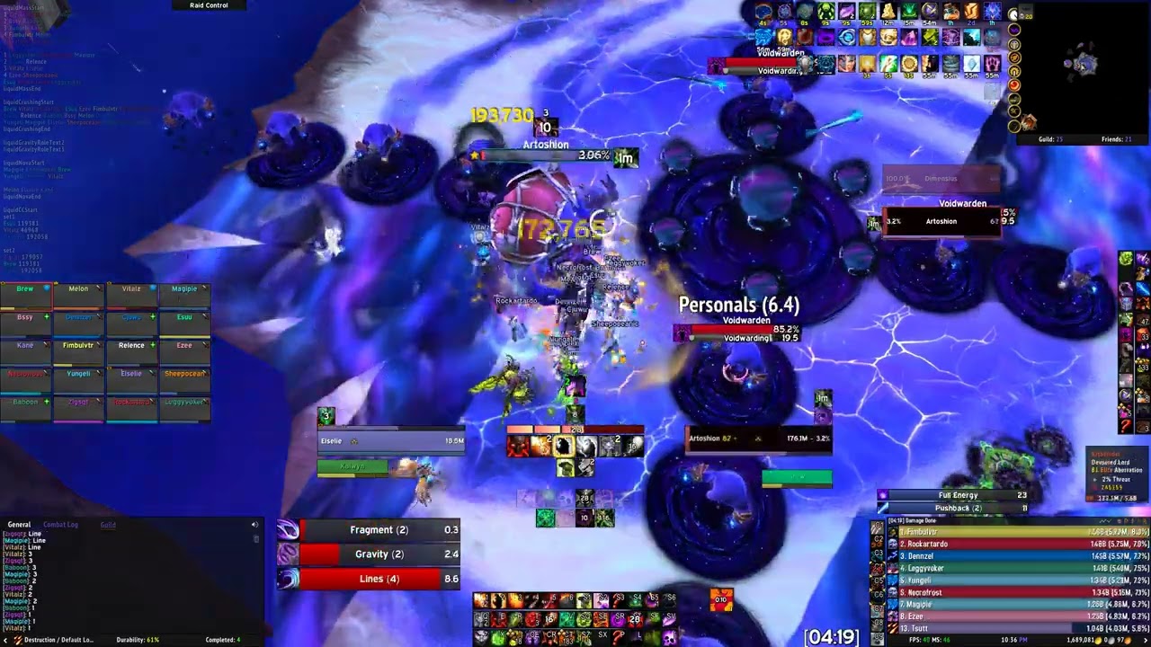 Mythic Dimensius - Destruction Warlock POV - Myth Frostmourne