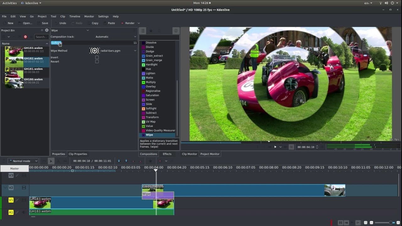 Kdenlive V19: How To Apply Transitions Across Video Clips And Crossfade The Audio.
