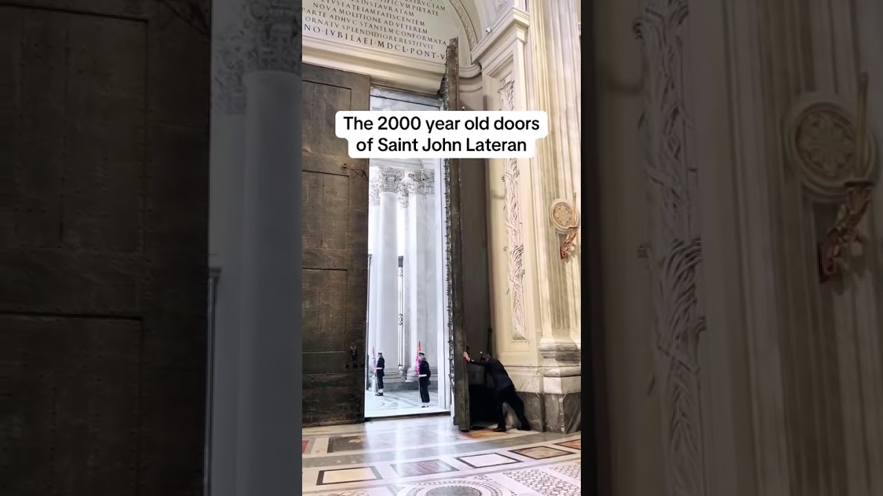 The magnificent central bronze doors of the Archbasilica of Saint John Lateran in Rome.