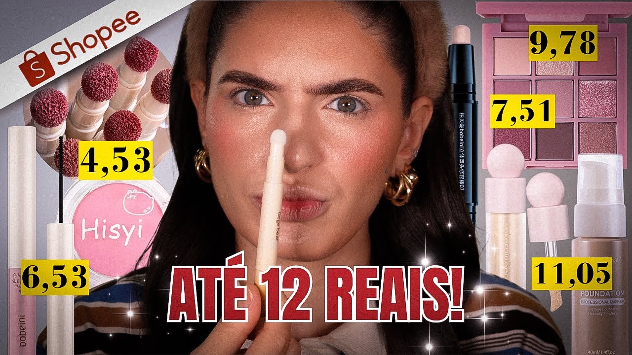 testei as  maquiagens MAIS BARATINHAS da SHOPEE - makes surpresa 😳  #tatatododiaútil20