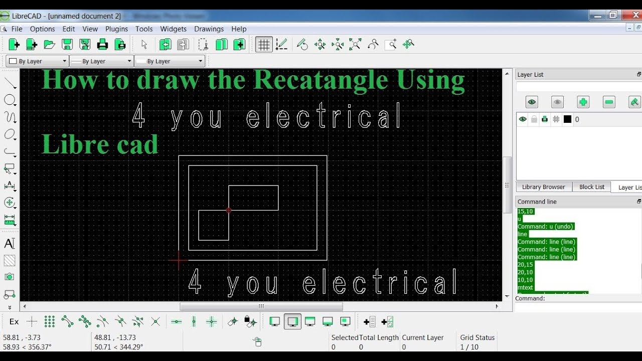 How to Use and Draw the Rectangle and Line commands in Lbrecad