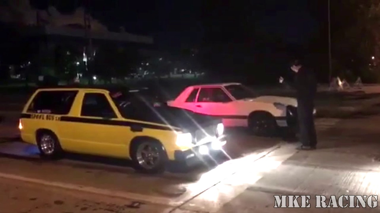 SCT indy 2017 Spool bus vs a gear banging Mod motor swapped foxbody with huge turbo! Cops come!