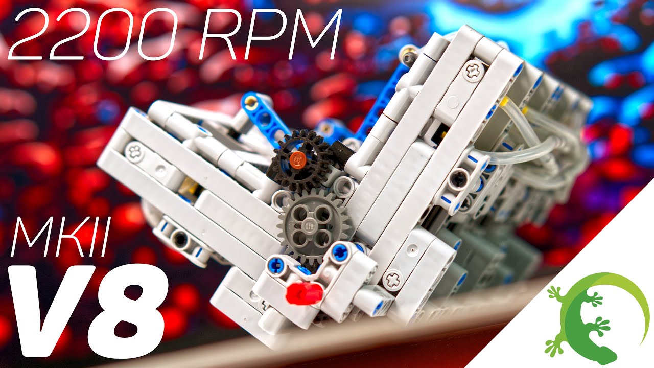 LEGO Technic MKII V8 Pneumatic Engine - Insane 2200 RPM! LPE MOC - w/ Instructions