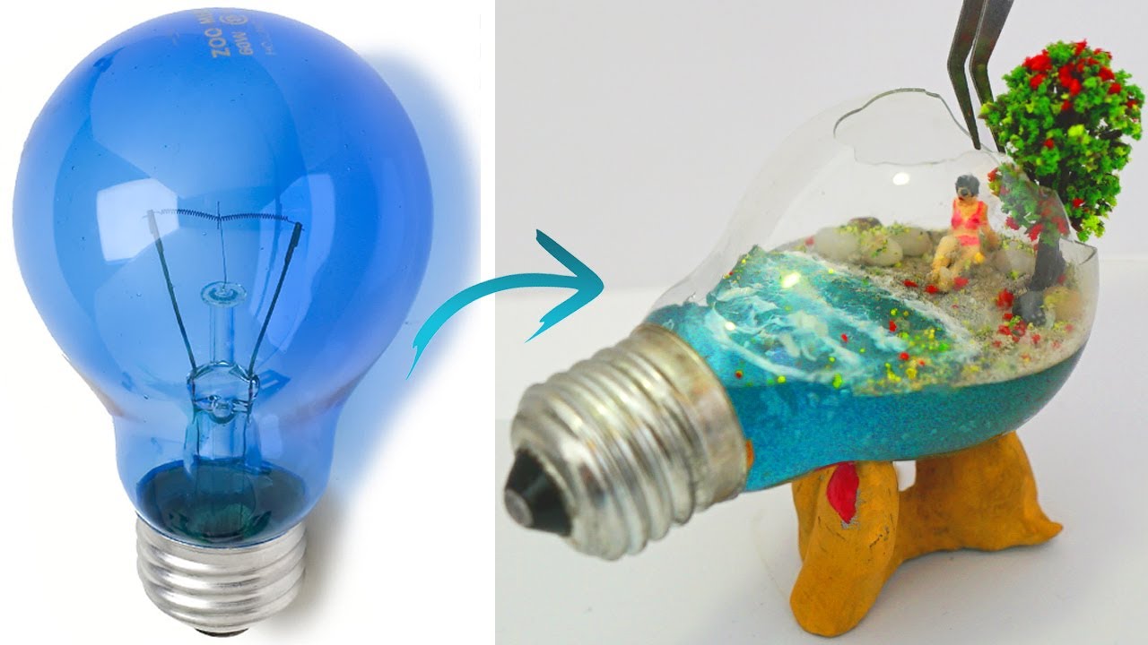 How To Make A Beautiful Beach In A Light Bulb Diorama | Resin Art