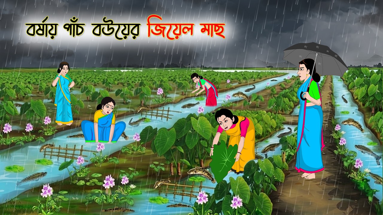 বর্ষায় পাঁচ বউয়ের জিয়েল মাছ | Bengali Moral Stories | Cartoon | Thakurmar Jhuli | Bangla Cartoon