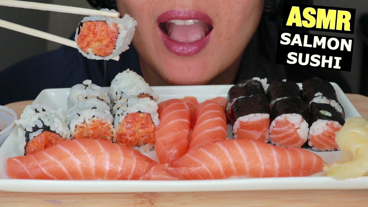ASMR SALMON SUSHI PARTY - FAIL?  EATING SOUNDS - NO TALKING