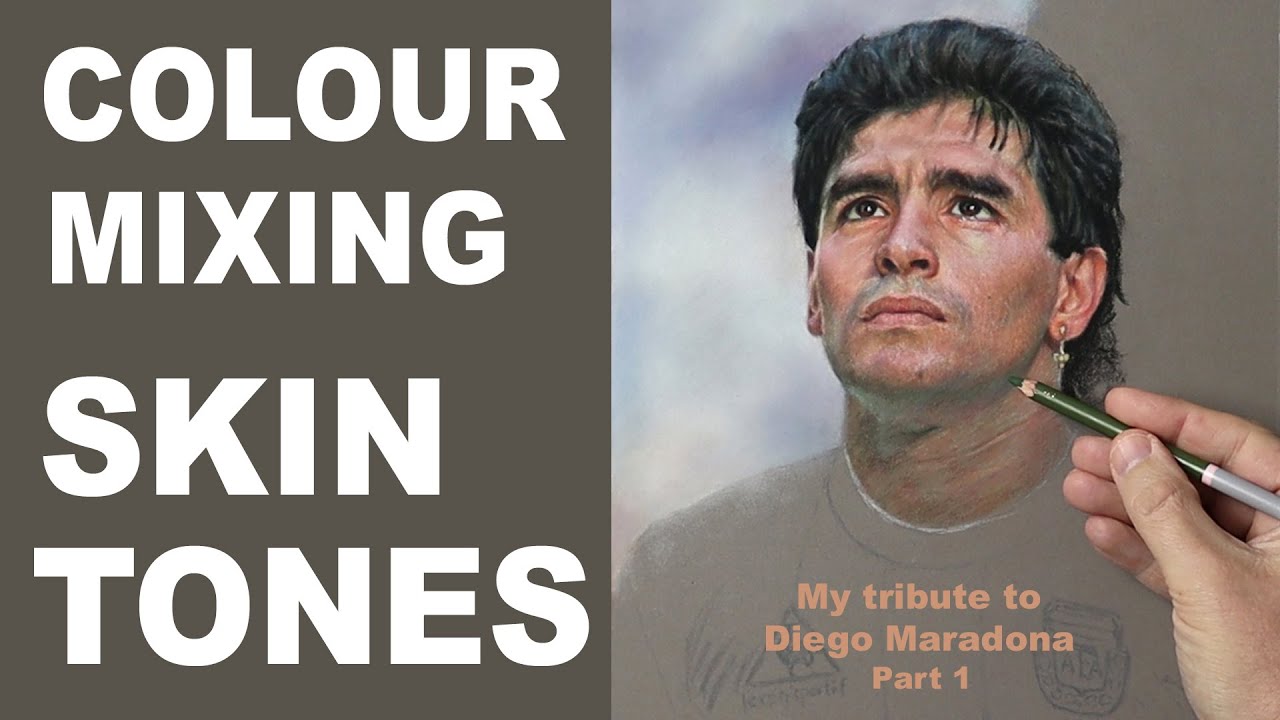Pastel Portrait Tutorial ~  Easy way to mix skin tones. Tribute Portrait of Diego Maradona Part 1.
