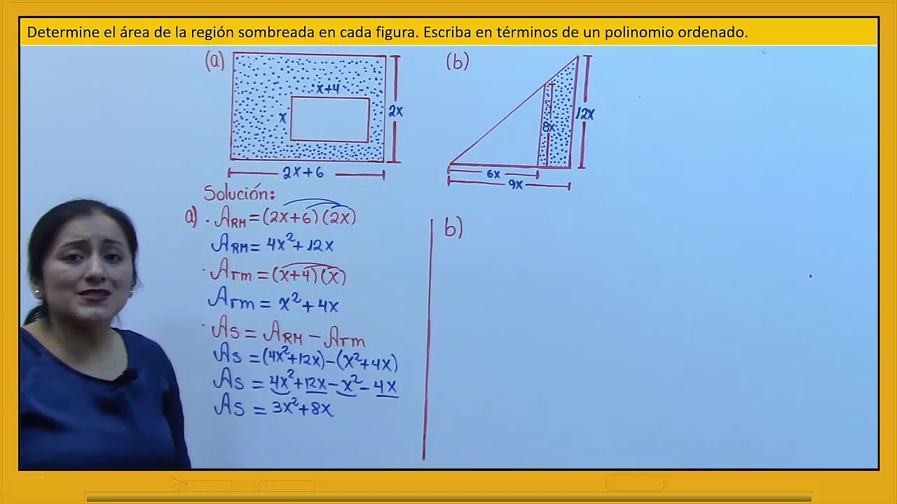 Operaciones con polinomios área sombreda
