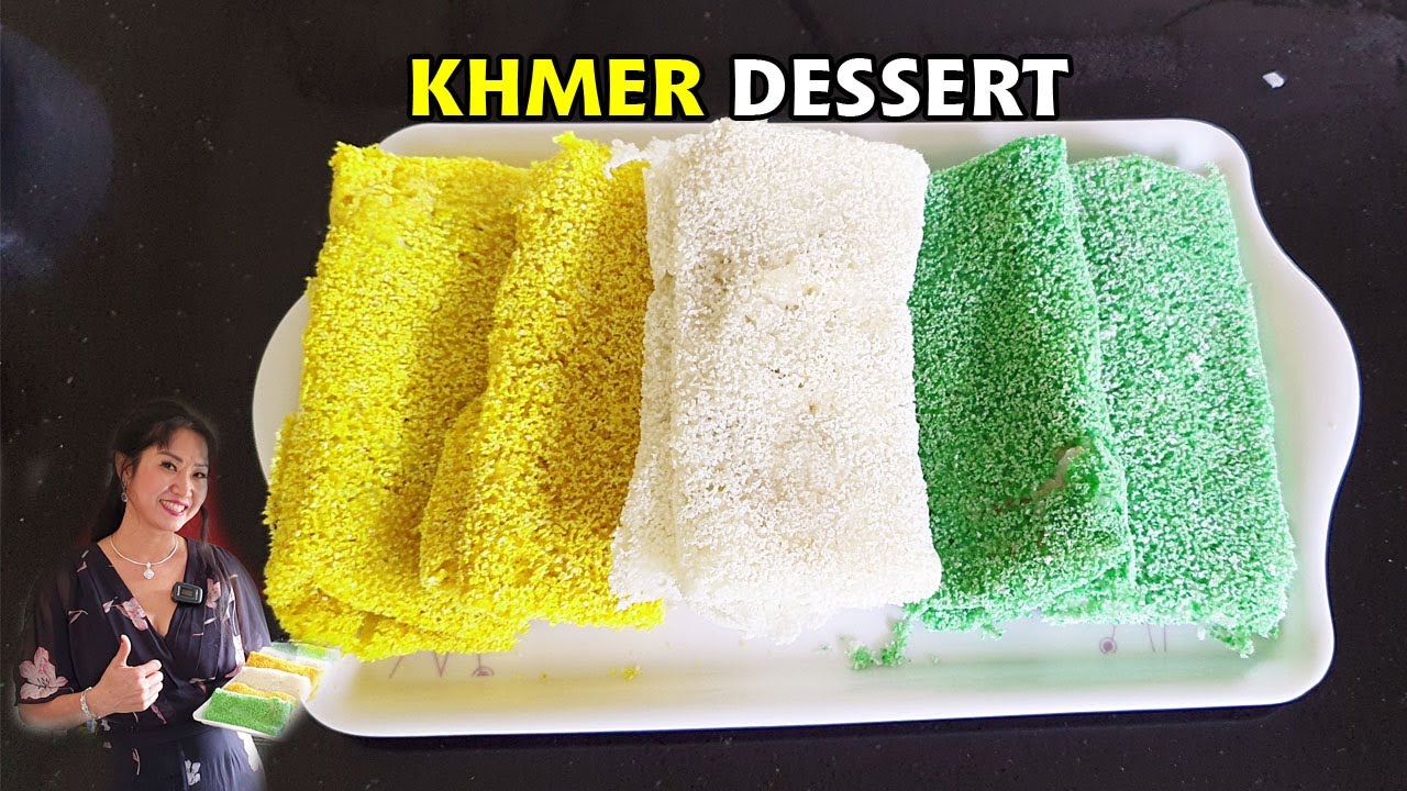 វិធីធ្វើនំលំអងទន់ហើយឆ្ងាញ់ Khmer Coconut Dust and young coconut diced Wrap, Khmer Dessert Recipe