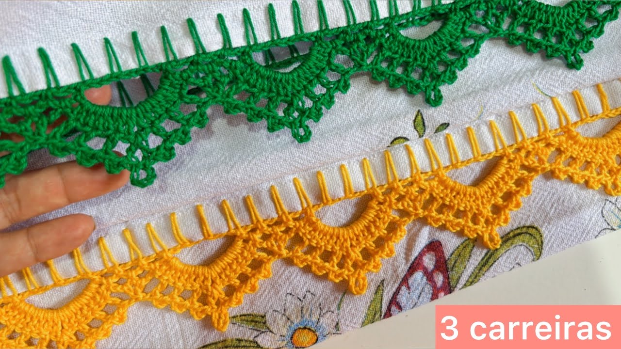#54Barrado fácil e rápido para Panos de prato #crochet #barradinho