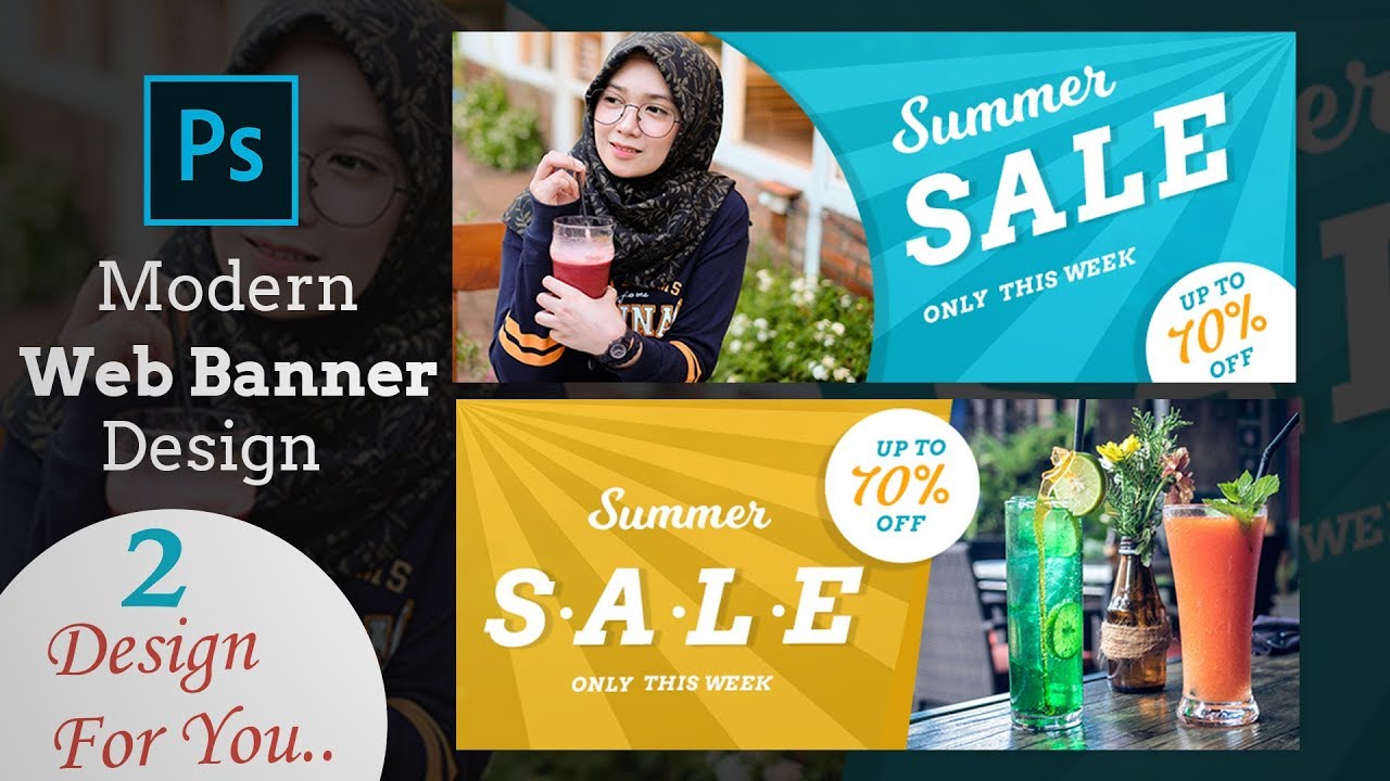 Modern Web Banner Design For Summer In Photoshop | Photoshop CC Tutorial