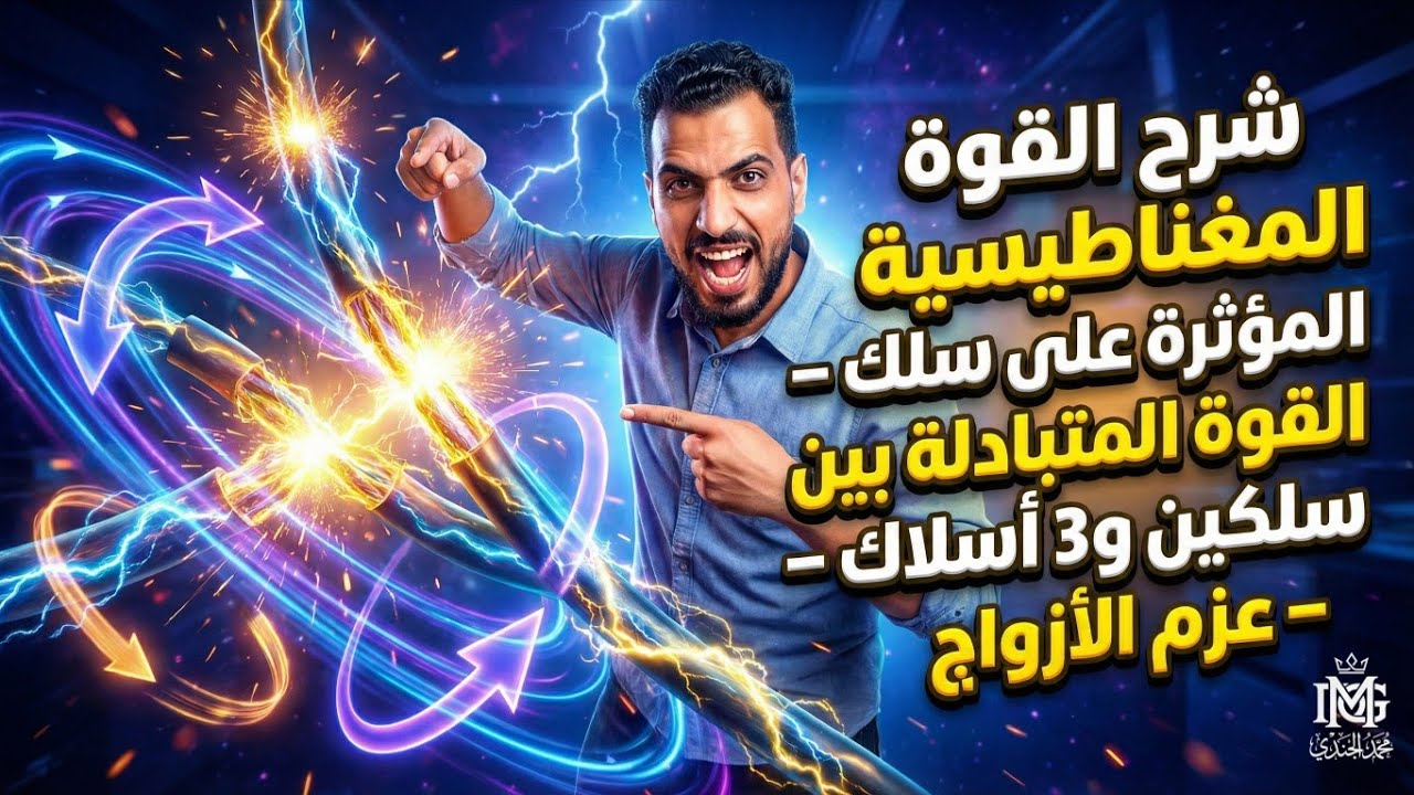 شرح وافي للقوه المغناطيسيه المؤثره ع سلك - القوه المتبادله بين سلكين و 3 اسلاك - عزم الأزدواج 