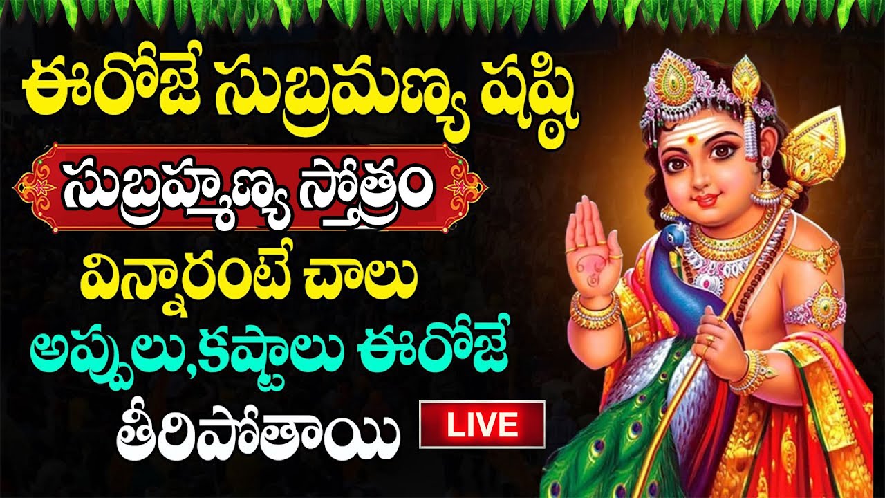 Live : సుబ్రహ్మణ్య షష్ఠి రోజు సుబ్రహ్మణ్య స్తోత్రం వింటే మీ ఇంట్లో డబ్బే డబ్బు | Subramanya Shashti