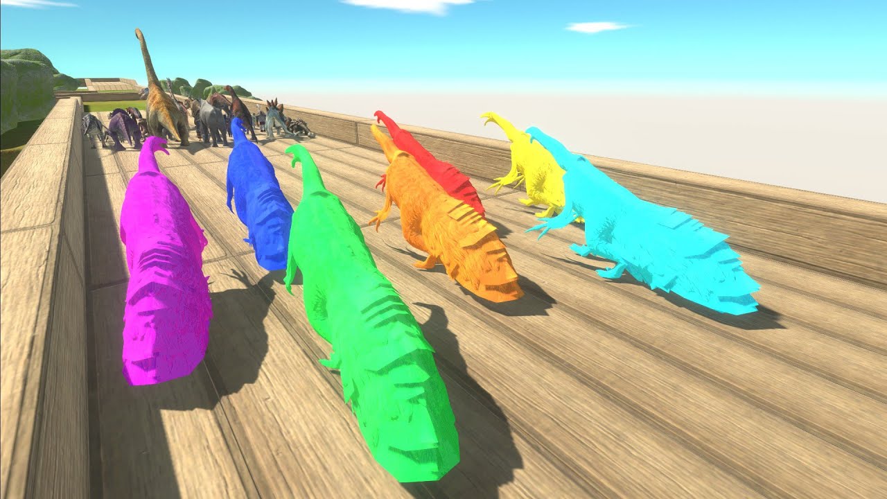 Escape from Neon Therizinosaurus Team - Animal Revolt Battle Simulator