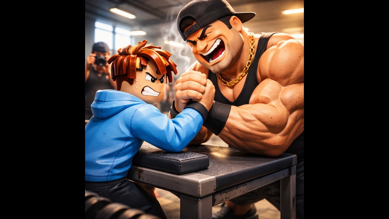 Can I beat the GIANT CHAMPION in an ARM WRESTLING in ROBLOX??!!!