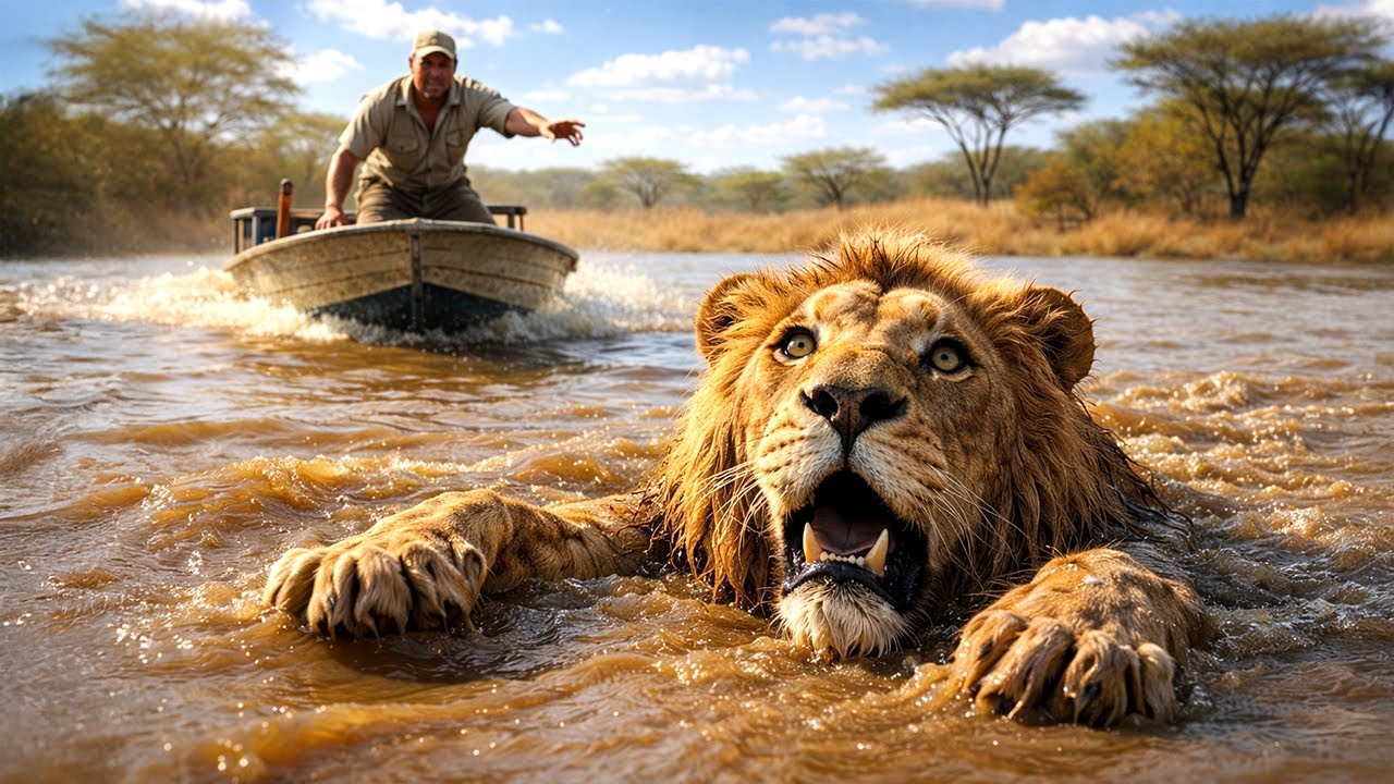 A Man Sees a Lion Sinking and Realizes It&rsquo;s Still Alive. What He Does Next Is Unbelievable!