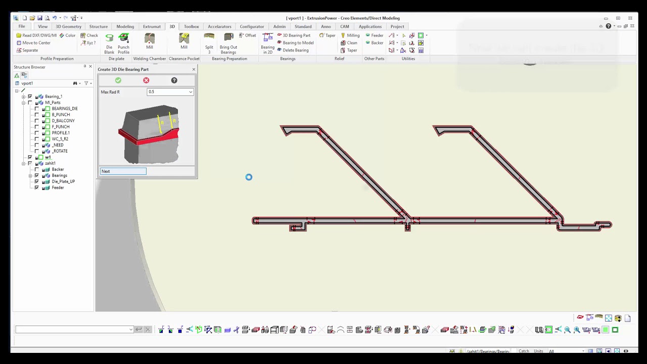 ExtrusionPower: Automatic creation of a flat die with Extrumat ( Example ZH-01 )